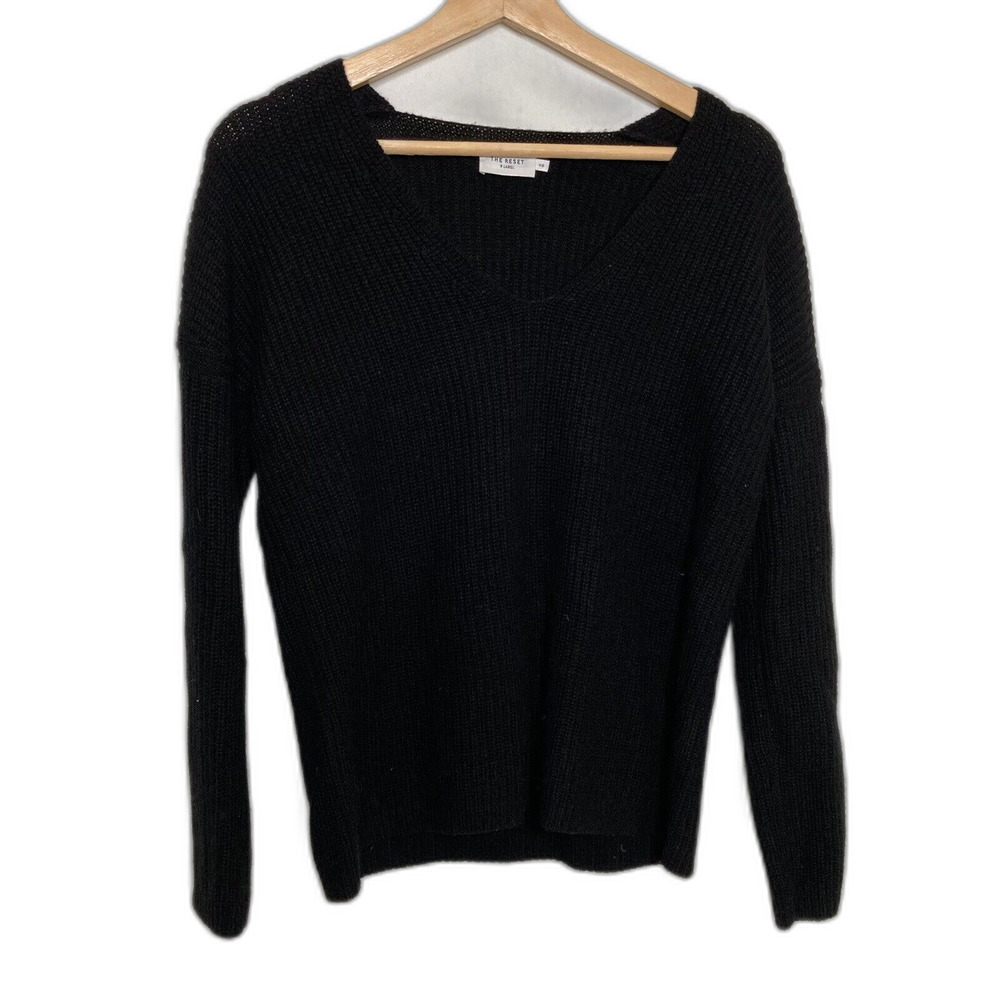 The Reset R Label Wool Cashmere Boatneck Black Sweater Size XS